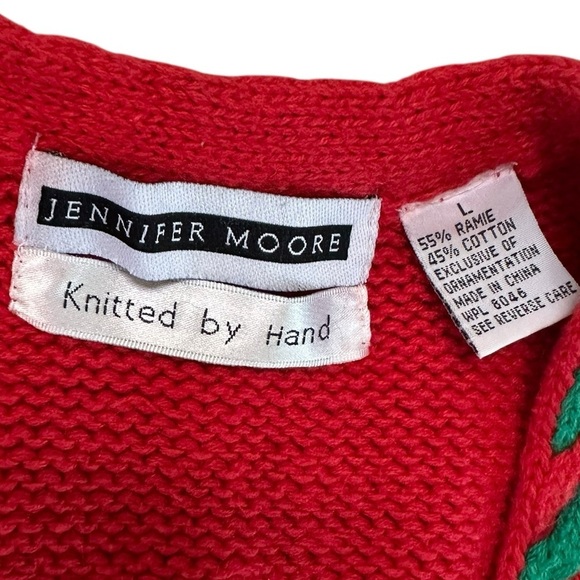Jennifer Moore Festive Ugly Christmas Sweater Vest Women's L Red Hand Knitted - Picture 17 of 17